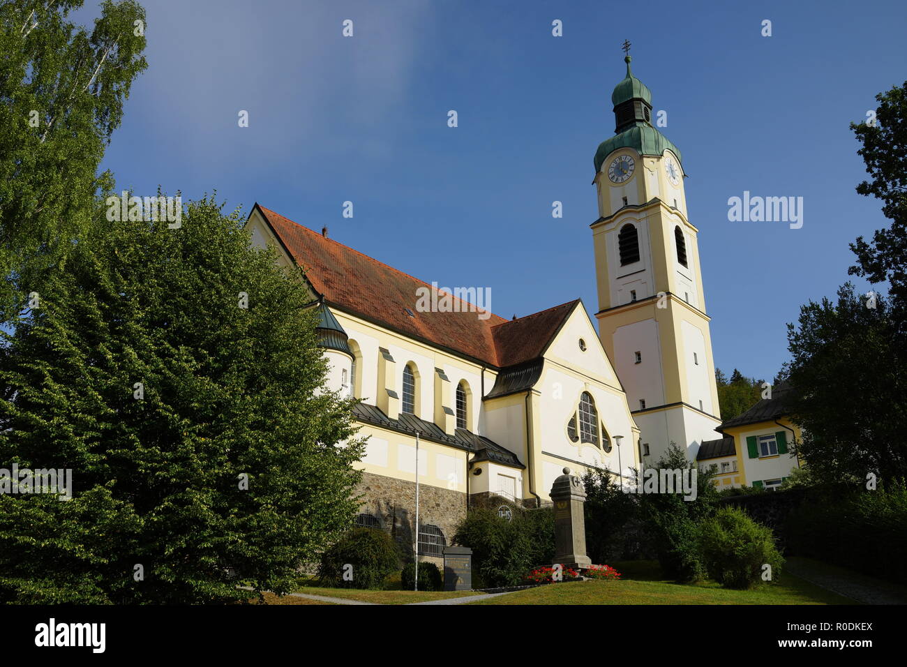 Parish Church of St. John Nepomuk in Bavarian Eisenstein Lower Bavaria Stock Photo