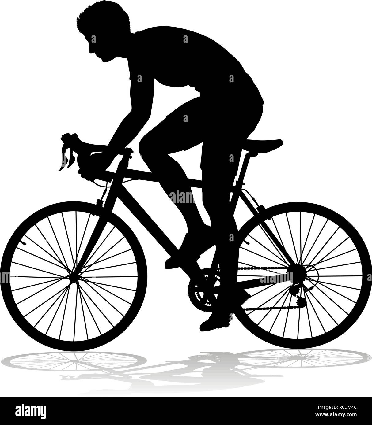 Bike Cyclist Riding Bicycle Silhouette Stock Vector