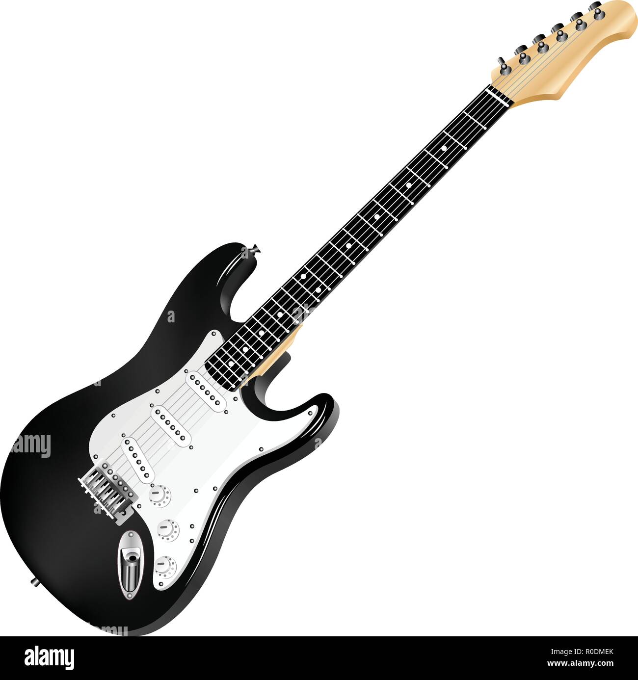 Black and white electric guitar, classic. Stock Vector