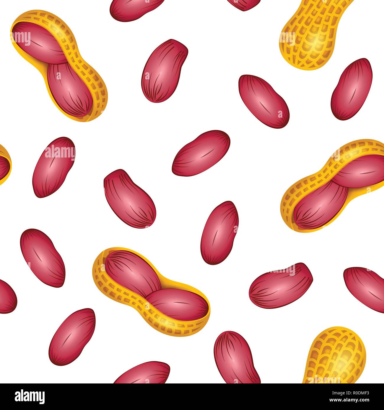 Seamless pattern with peanut, groundnut on a white background. Stock Vector
