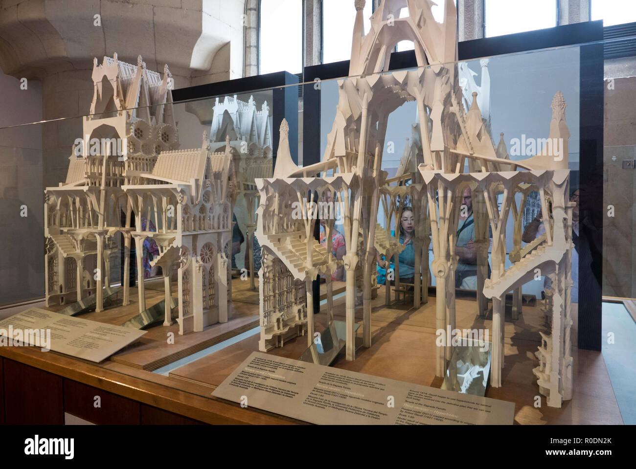 Two small model buildings on display in the Sagrada Familia gallery, Barcelona, Spain Stock Photo