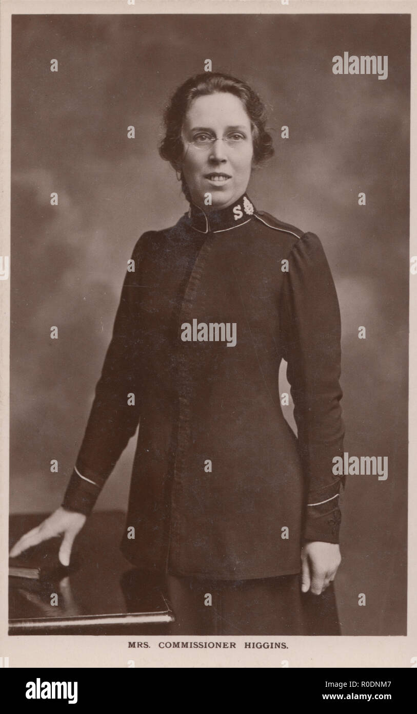 Vintage Photographic Postcard of Mrs Commissioner Higgins From The Salvation Army. The Wife of Edward John Higgins Who Was The Third General of The Salvation Army. Stock Photo