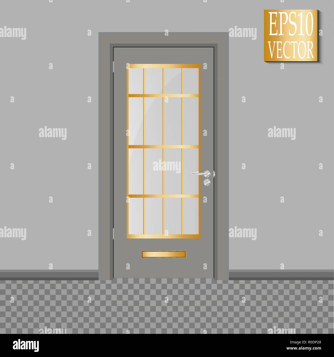 Vector White Closed Door with Frame Isolated on Background Stock Vector