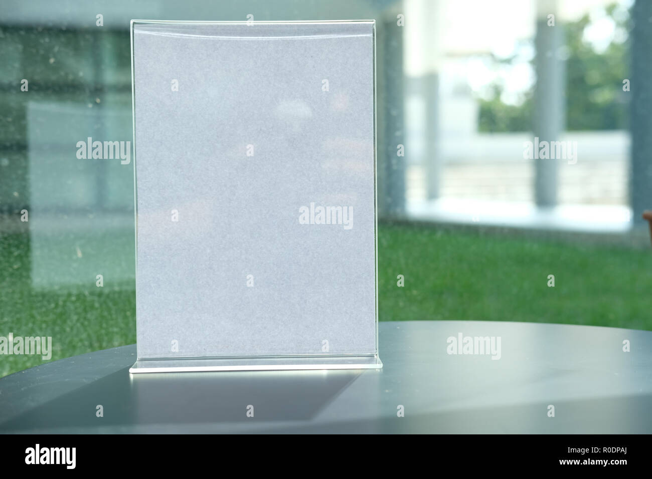 Download White Label In Cafe Display Stand For Acrylic Tent Card In Coffee Shop Mockup Menu Frame On Table In Restaurant Space For Text Stock Photo Alamy