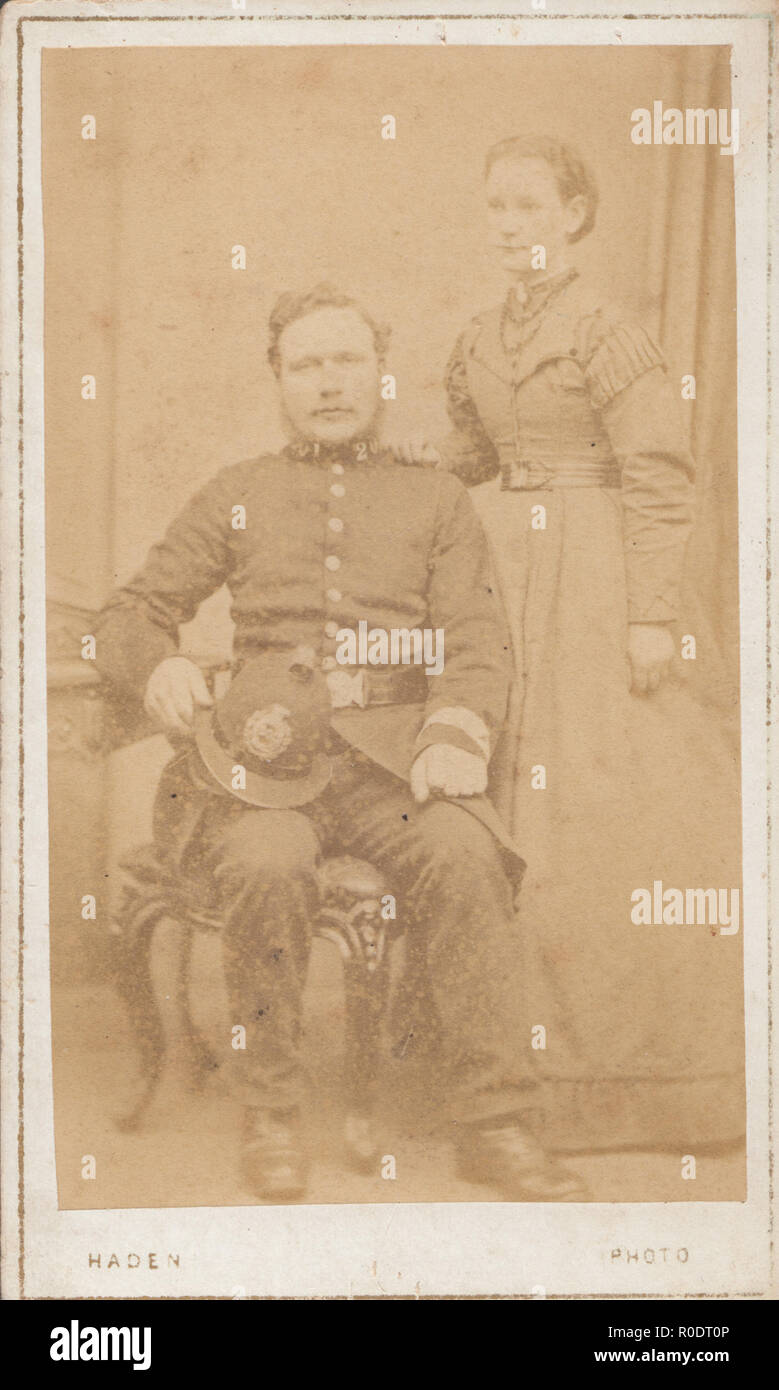 Birmingham CDV (Carte De Visite) of a Victorian Policeman and His Wife Stock Photo