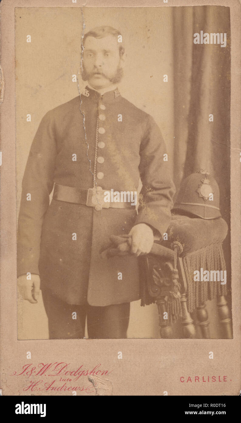 Carlisle, Cumbria CDV (Carte De Visite) of a Victorian Policeman With Sideburns Stock Photo