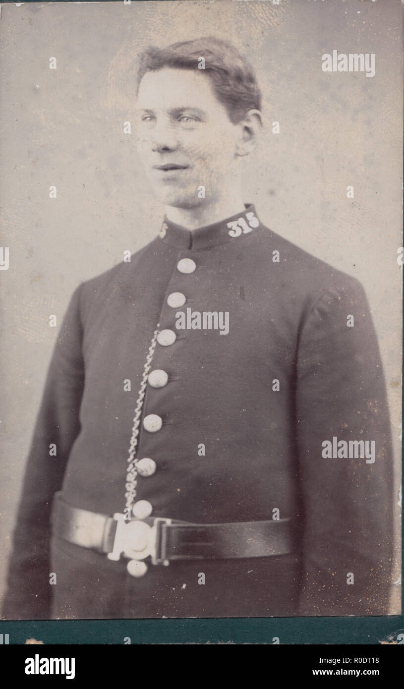 CDV (Carte De Visite) of a Victorian Policeman. Collar No 315 Stock Photo