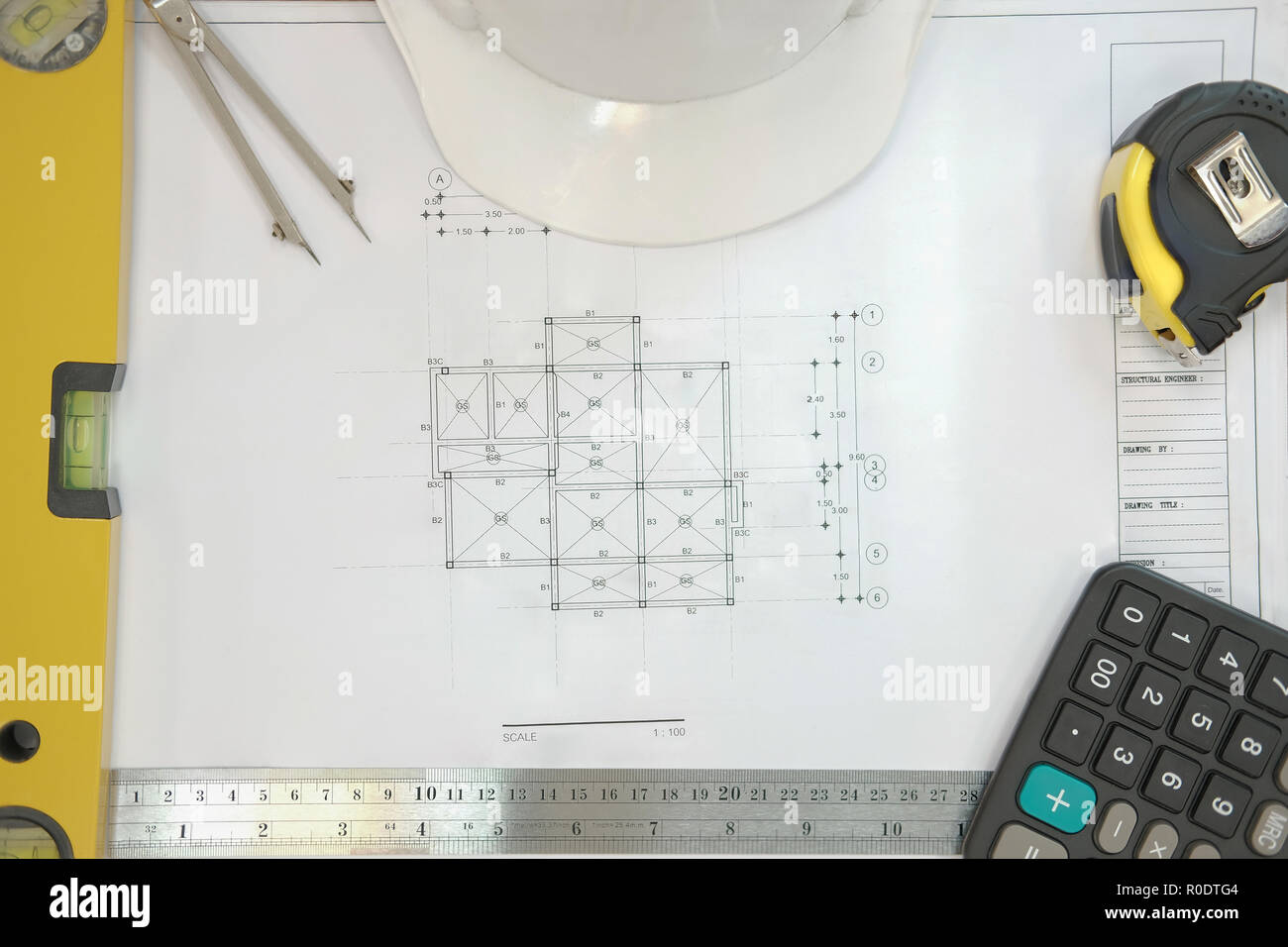 house blueprint of real estate project at architect engineer workplace