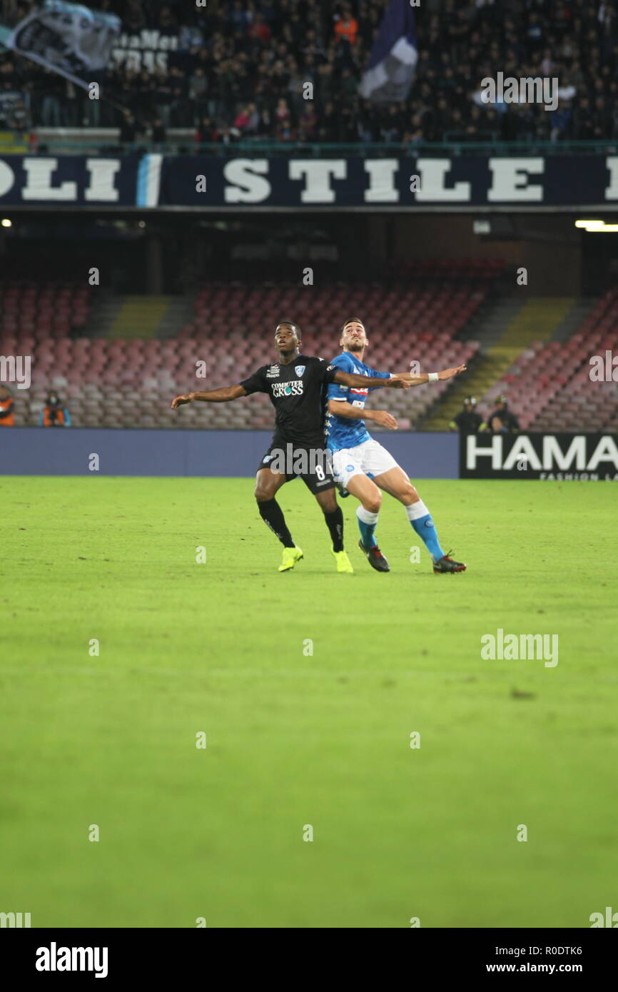 Naples, Italy. 02nd Nov, 2018. Action during soccer match between SSC Napoli and Empoli F.C. at Stadio San Paolo in Napoli. Napoli won over Empoli F.C with. 5-1. Credit: Salvatore Esposito/Pacific Press/Alamy Live News Stock Photo