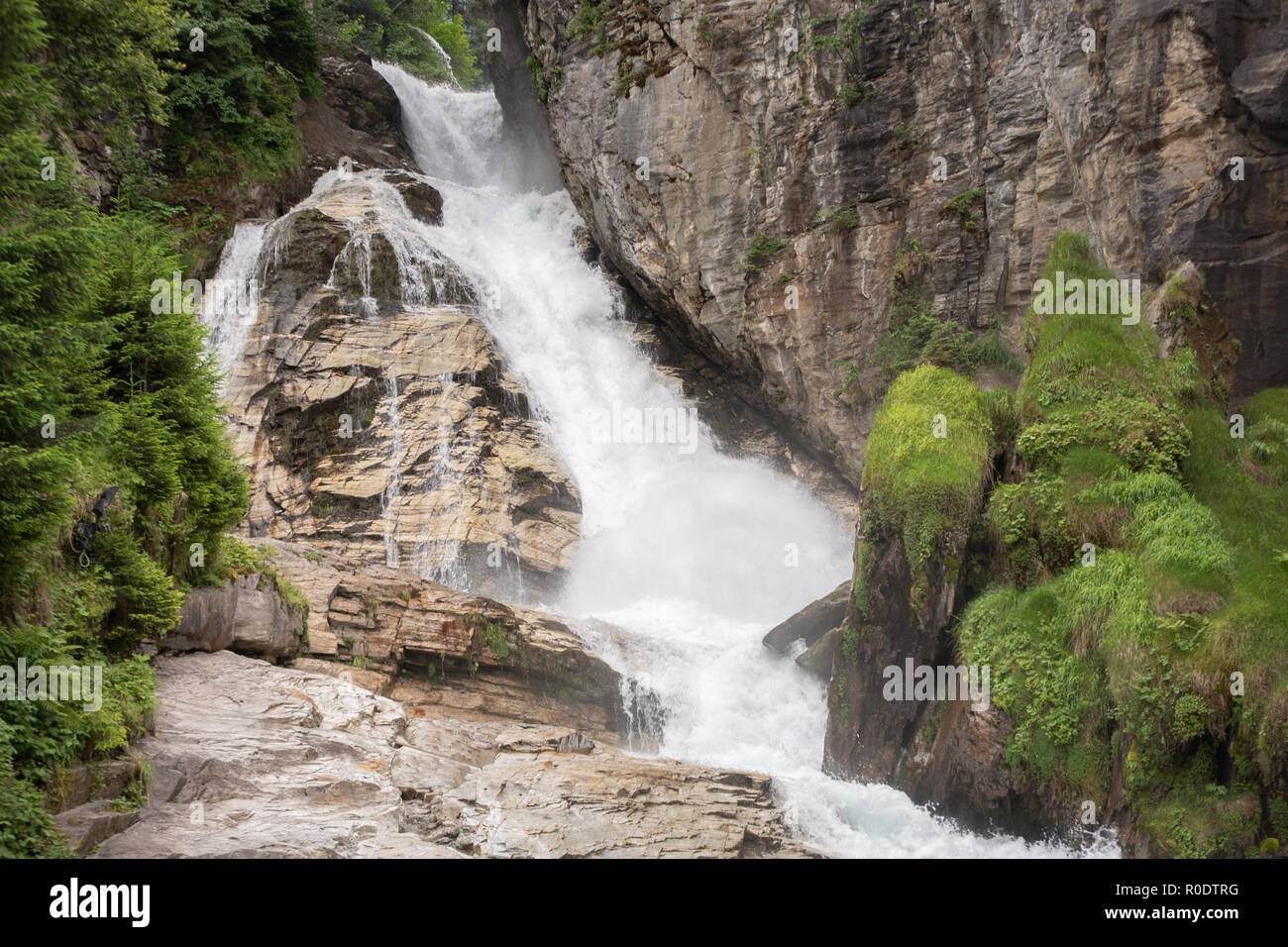 wonderful waterfall in the forest Stock Photo