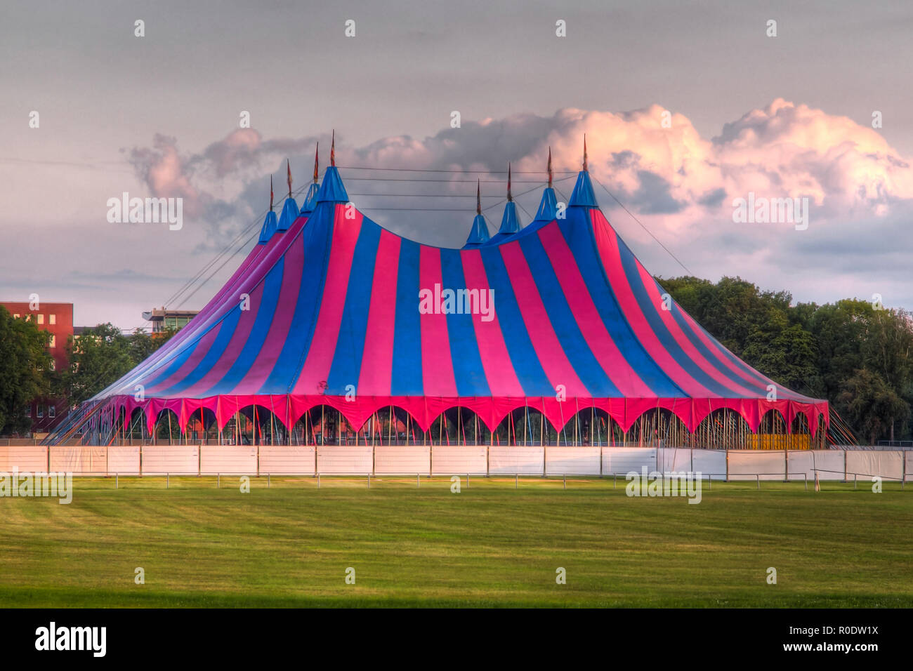 big top circus tent on grass in the park Stock Photo