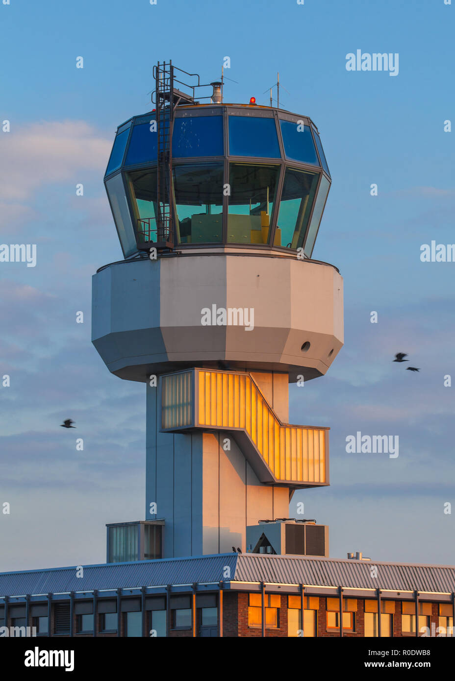 Small Air Traffic Control Tower as a Symbol for Holiday Feeling Stock Photo
