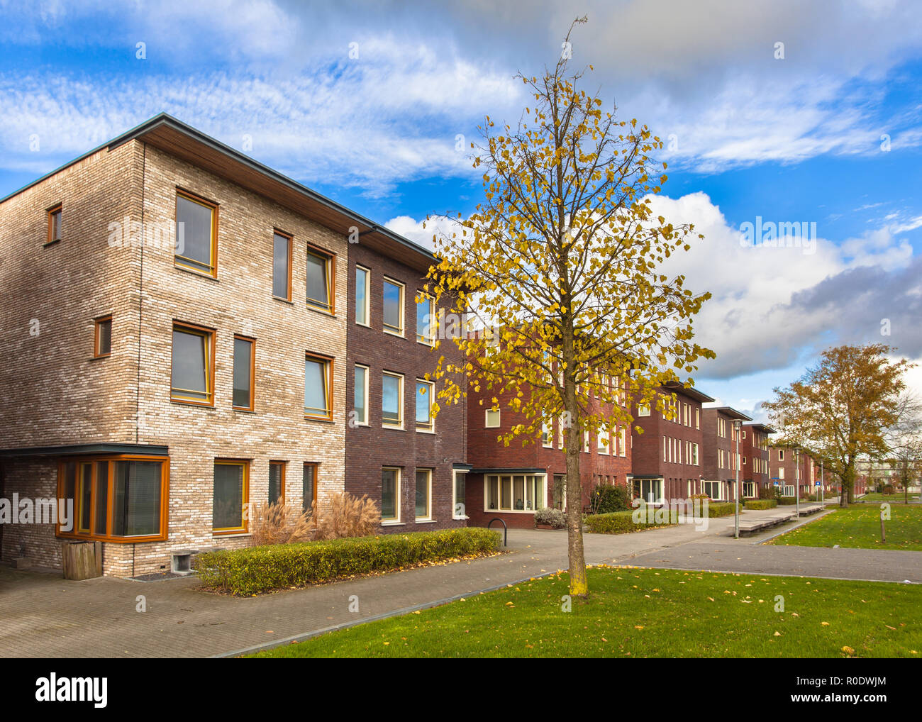 Large Modern Middle Class Suburban Houses in Europe Stock Photo