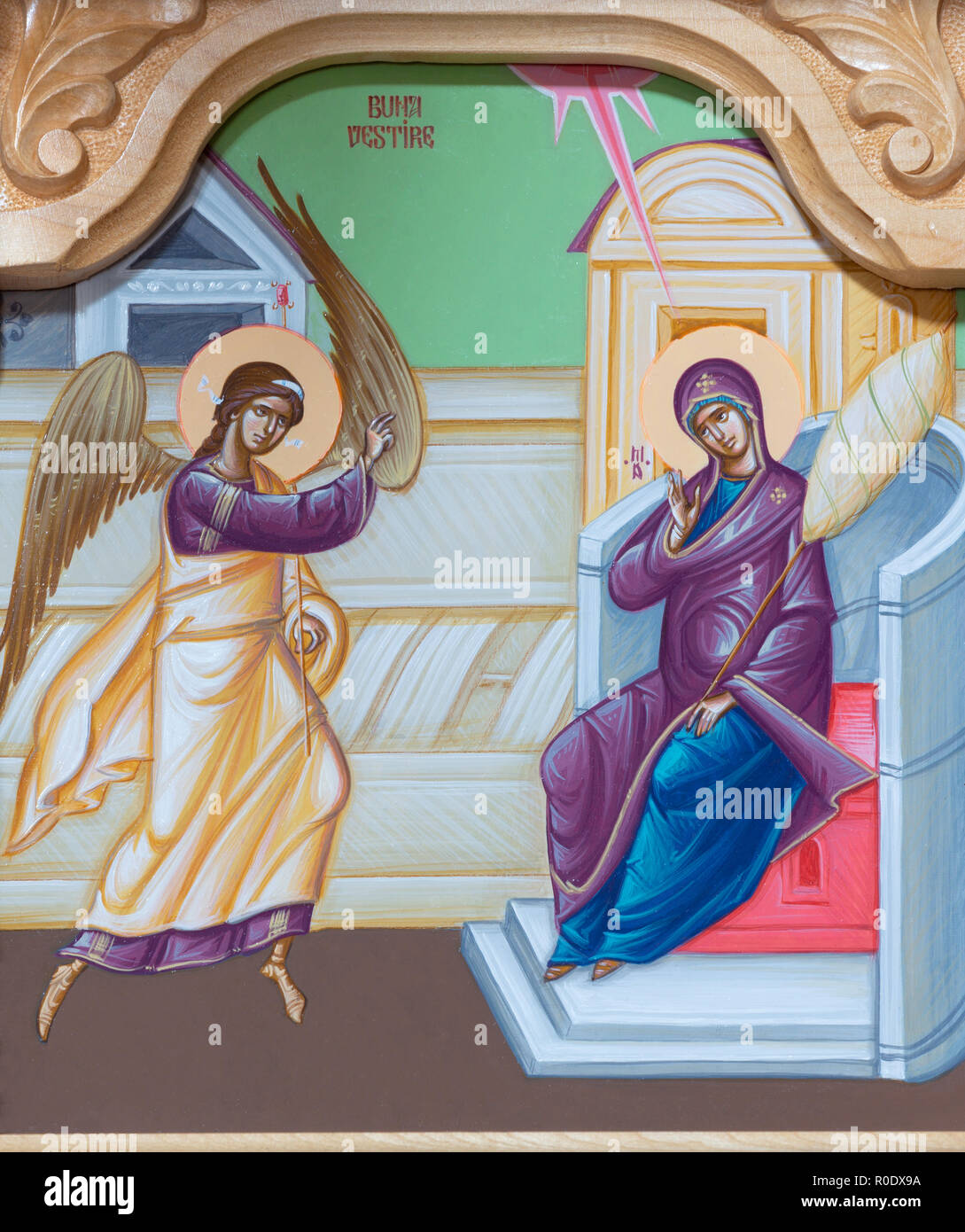 REGGIO EMILIA, ITALY - APRIL 12, 2018: The icon of Annunciation on the