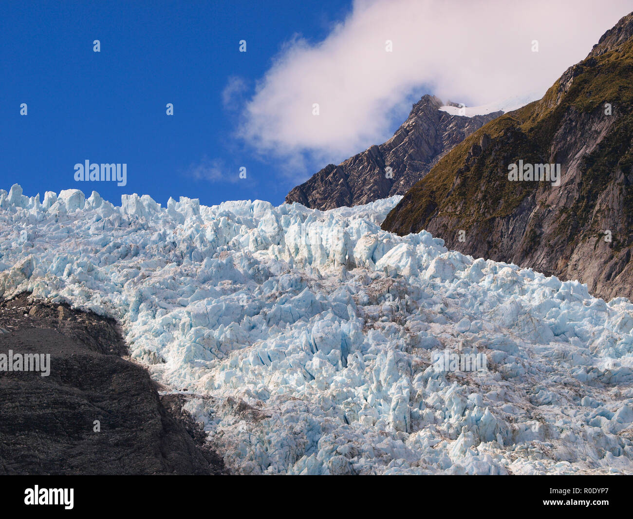 Icefall on the Franz josef Glacier, West coast, New Zealand Stock Photo