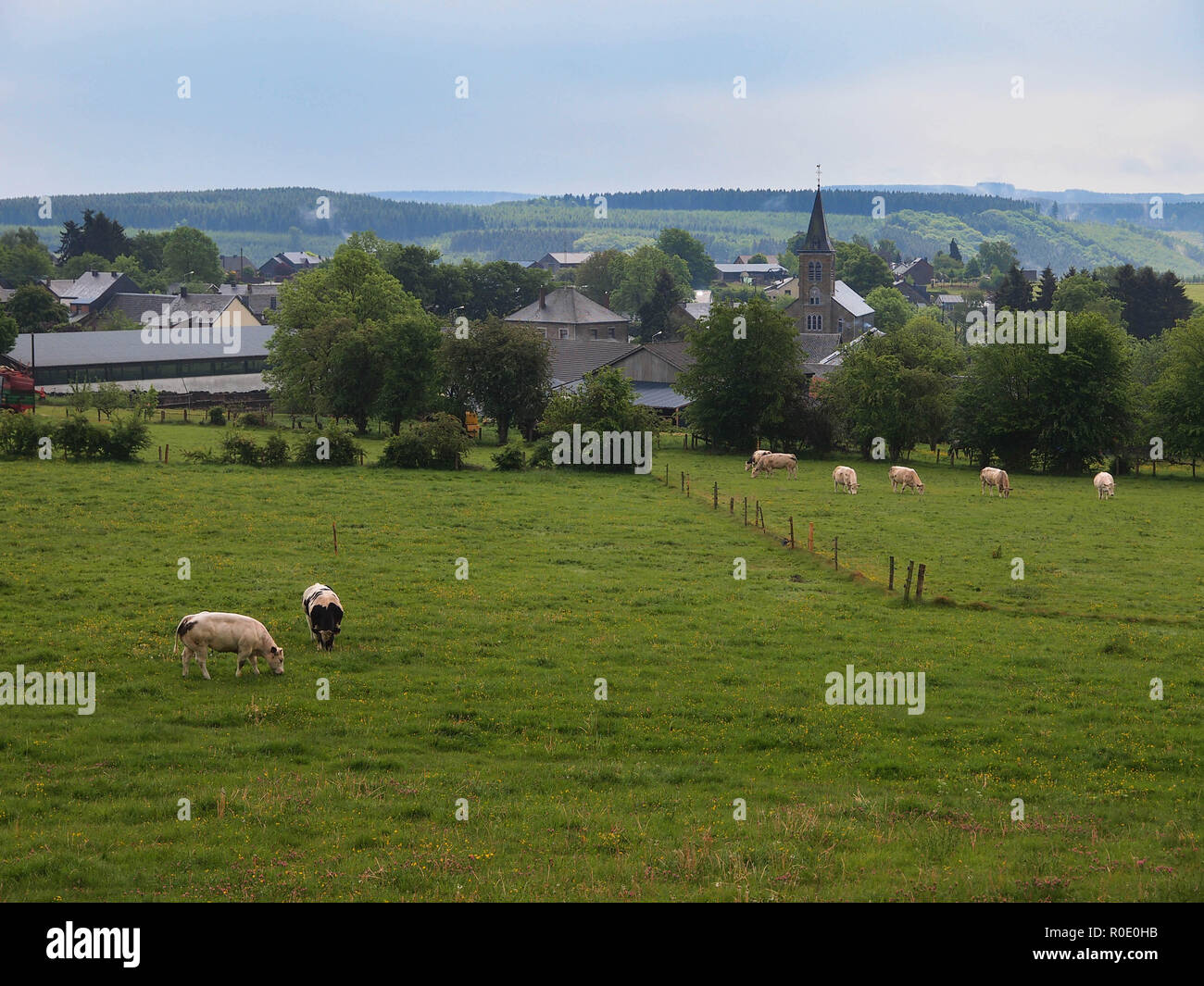 View over belgium village in the Ardennes Stock Photo Alamy