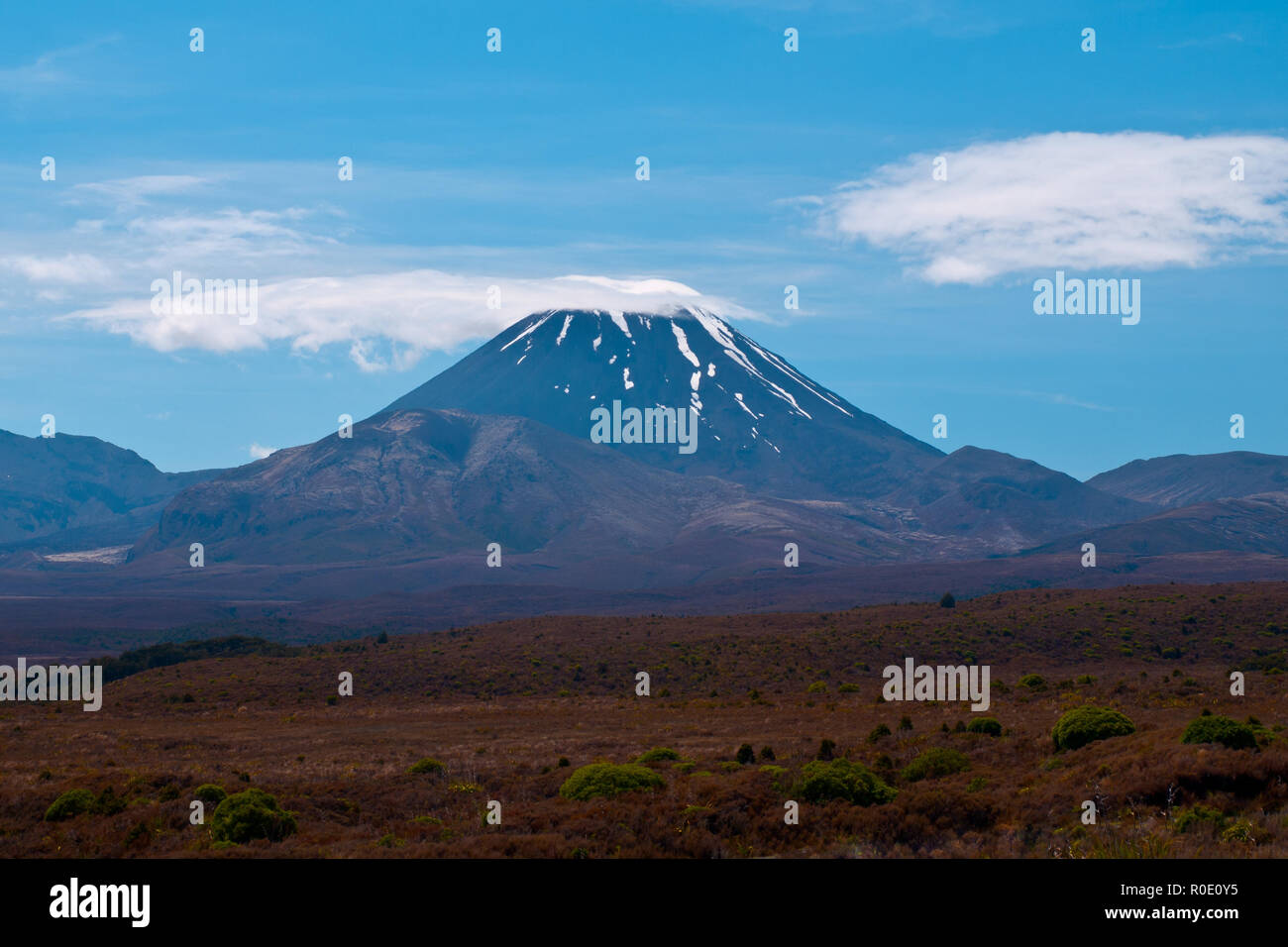 Perfect cone of a sleeping volcano in new zealand Stock Photo