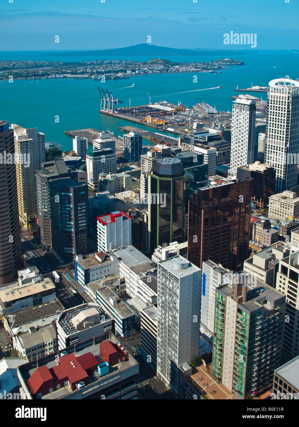 Aerial view of downtown Auckland city Stock Photo
