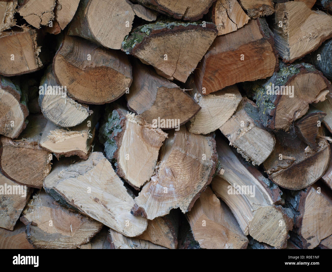 Detail of a pile of firewood Stock Photo