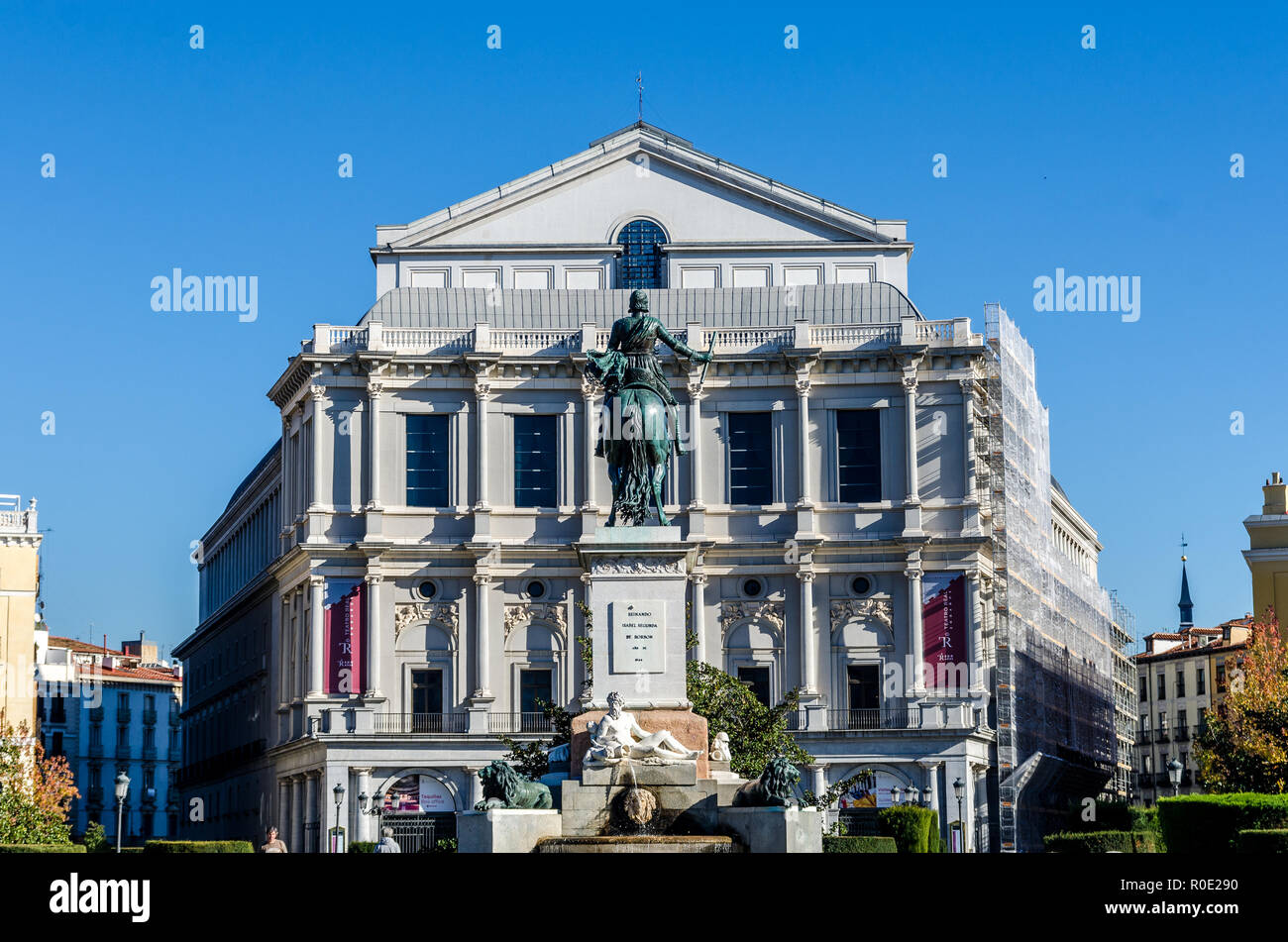 Teatro Real rear facade seen from Plaza de Oriente Stock Photo - Alamy