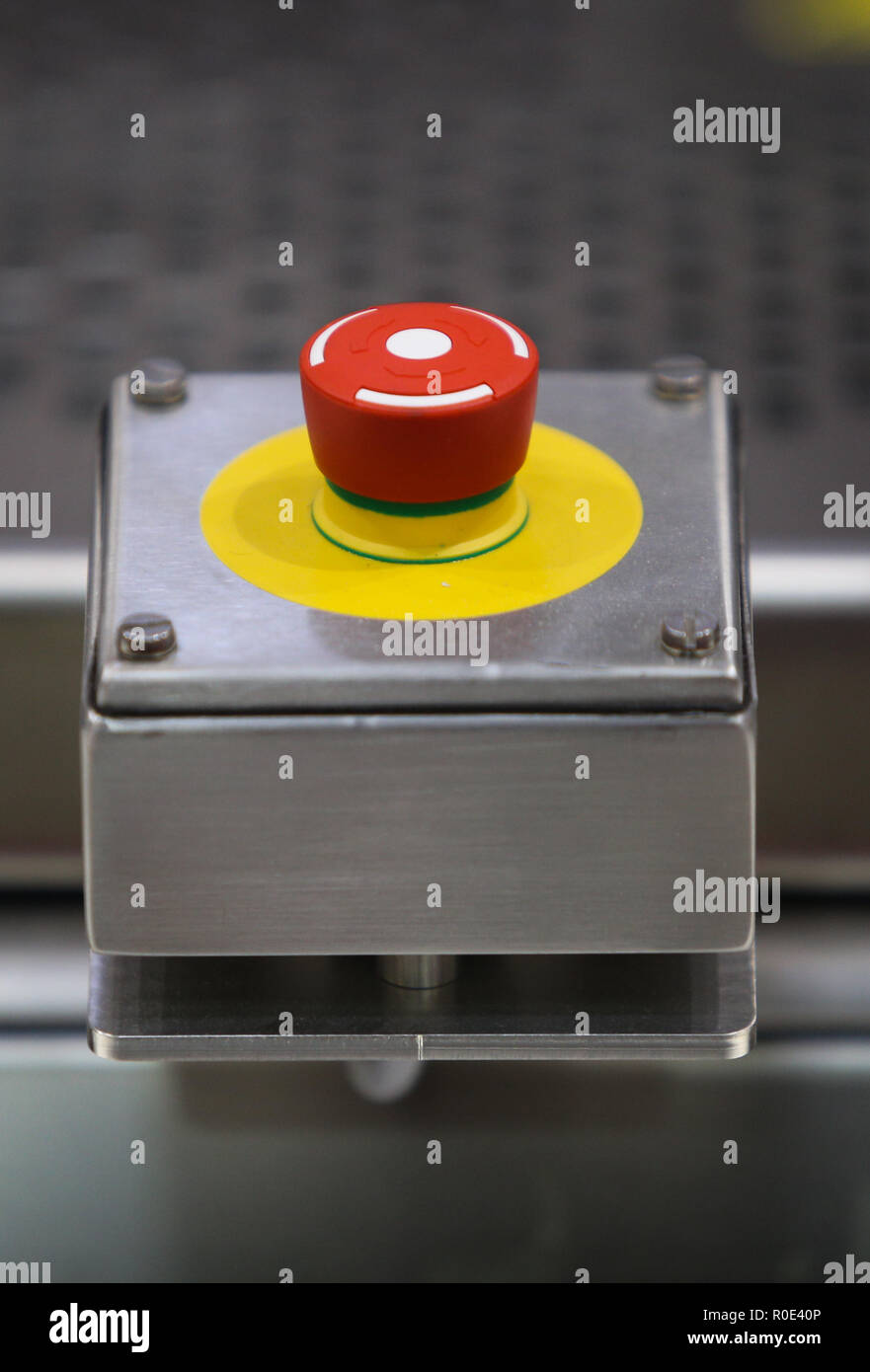Emergency ON/OFF industrial switch of a food industry equipment ...