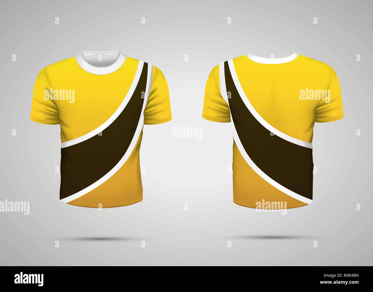 Realistic yellow sport t-shirt with black stripe from front and back Stock  Vector Image & Art - Alamy