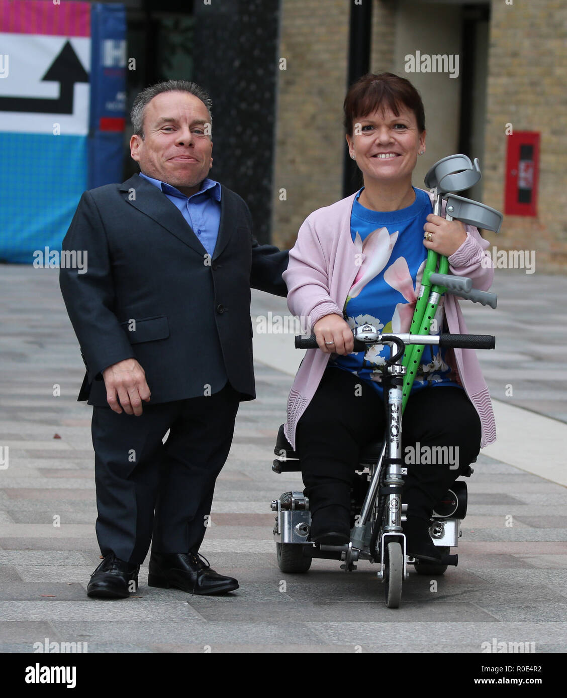 Warwick Davis with his wife Samantha Davis outside ITV Studios ...