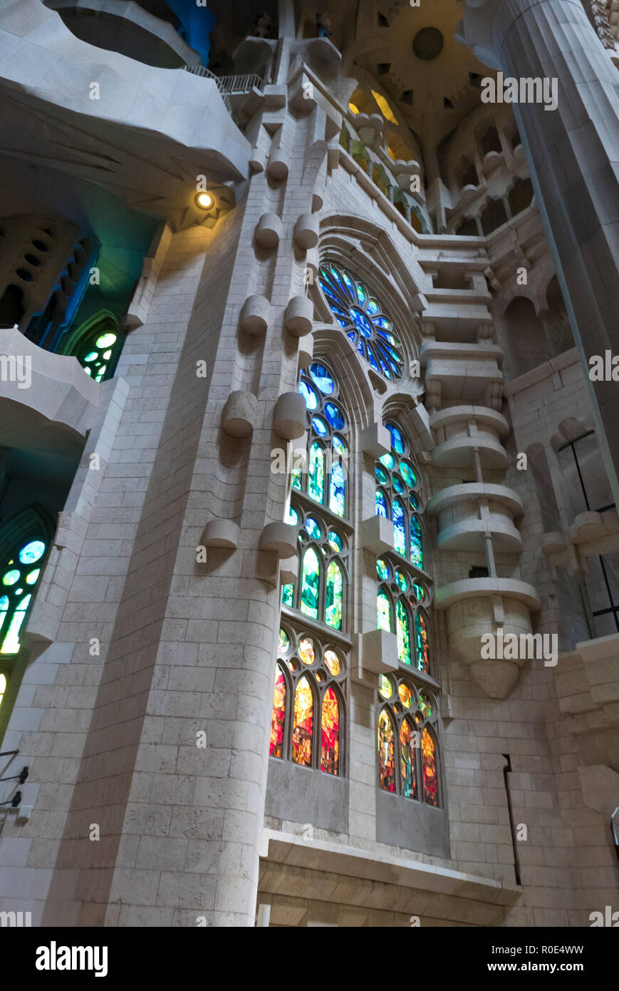 The intricate design of the interior of the Sagrada Familia, Barcelona ...