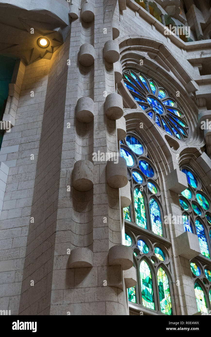 The intricate design of the interior of the Sagrada Familia, Barcelona ...