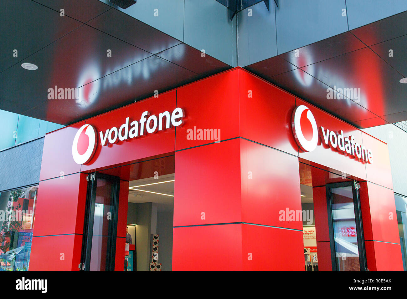 Melbourne, Australia: April 07, 2018: Vodafone Australia or Vodafone Hutchison Australia is a mobile telecommunications company operating in Australia Stock Photo