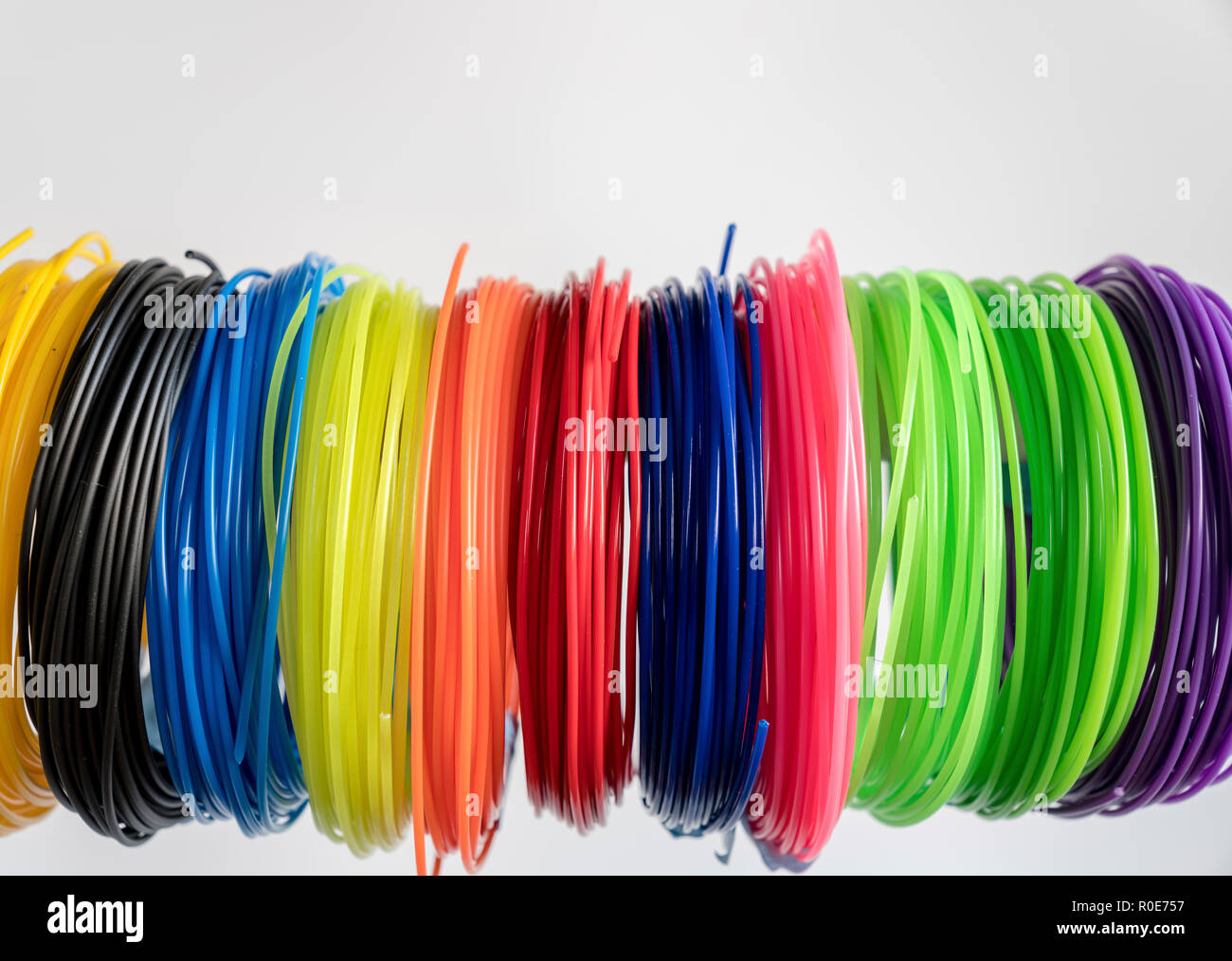 Plastic filaments for 3D printing. Stock Photo