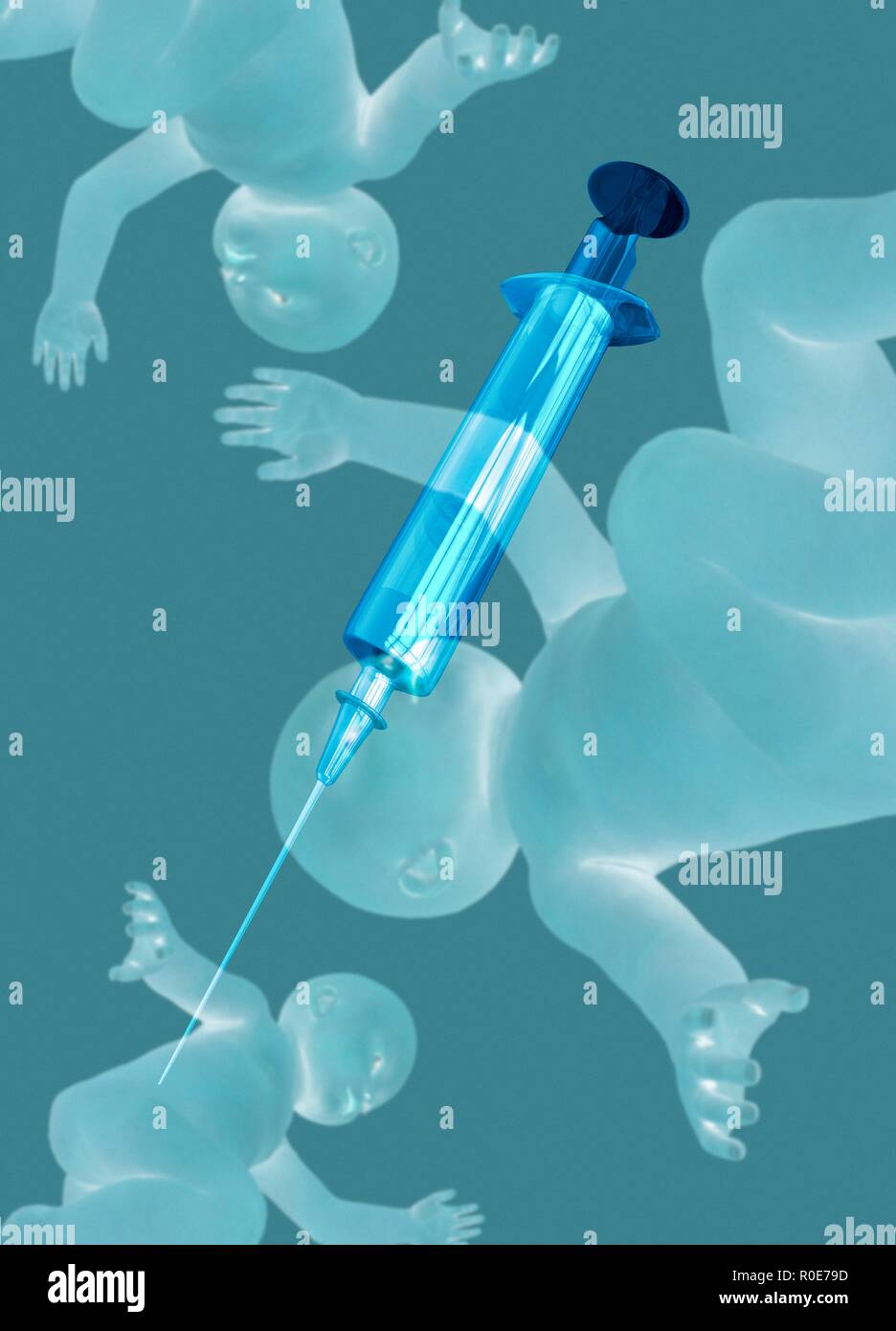Babies and injection, illustration Stock Photo - Alamy