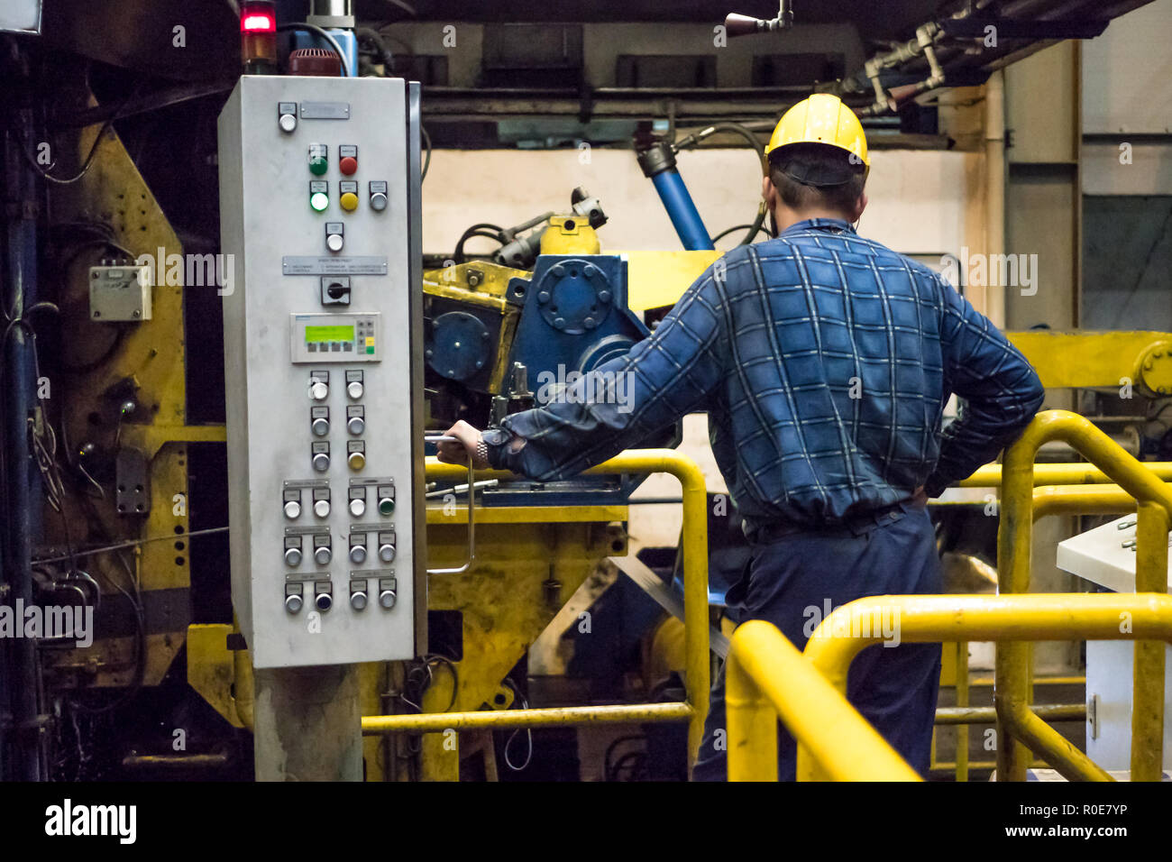 the mill operator controls the process Stock Photo Alamy