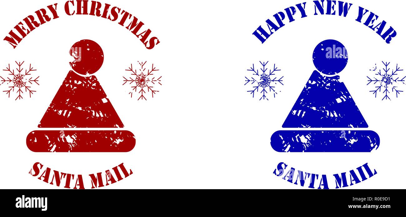 Santa mail stamp for delivery gift. Vector mail xmas from santa, gift postmark print