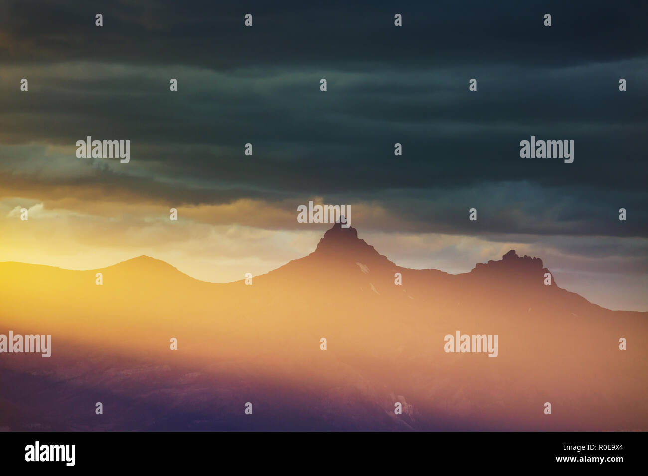 Scenic Sunset in the mountains in fall season Stock Photo - Alamy