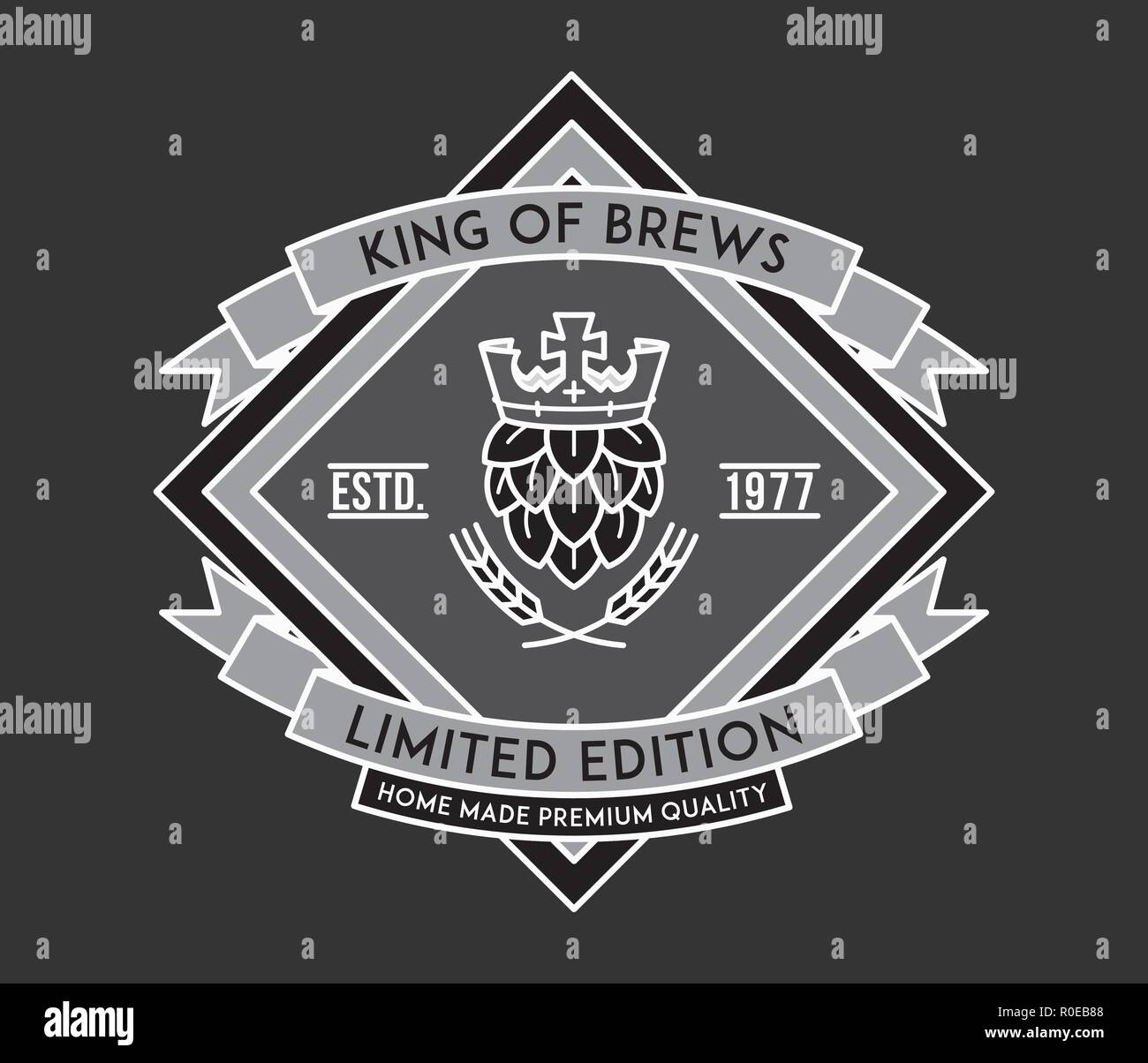 Beer king of brewers white on black is a vector illustration about drinking Stock Vector