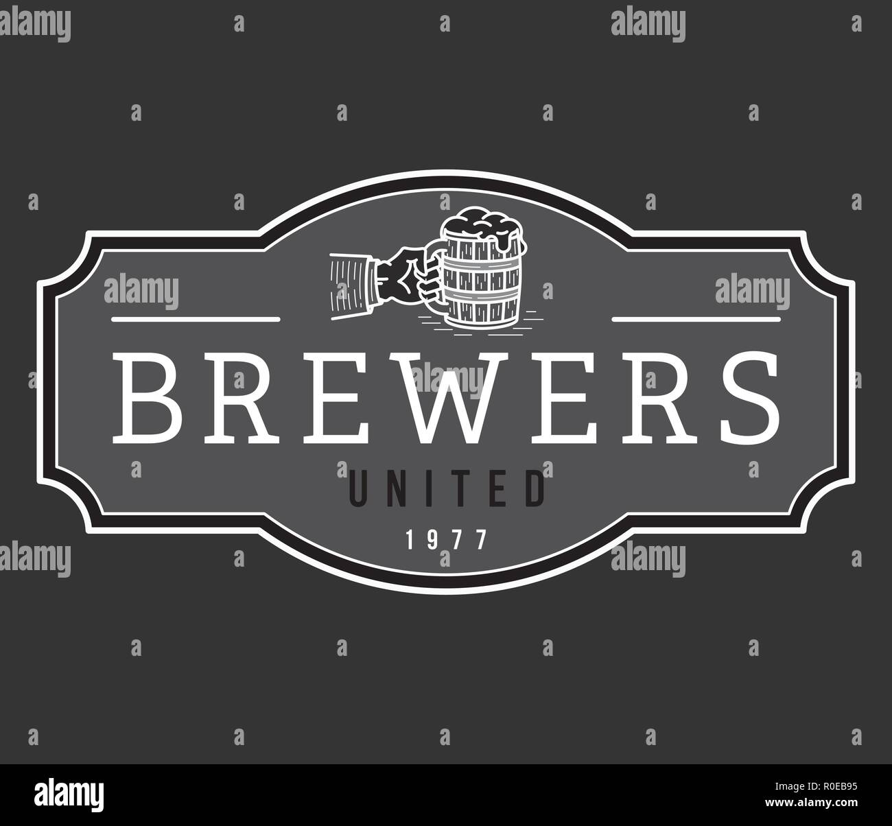 Beer brewers united house white on black is a vector illustration about drinking Stock Vector