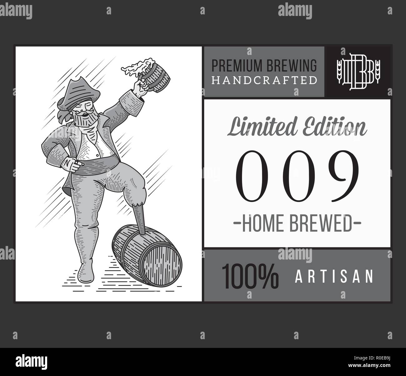 Beer brewers limited edition white on black is a vector illustration about drinking Stock Vector