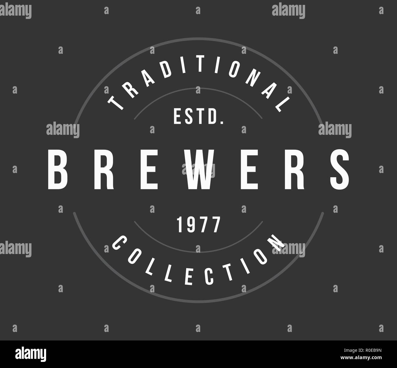Beer brewers label white on black is a vector illustration about drinking Stock Vector