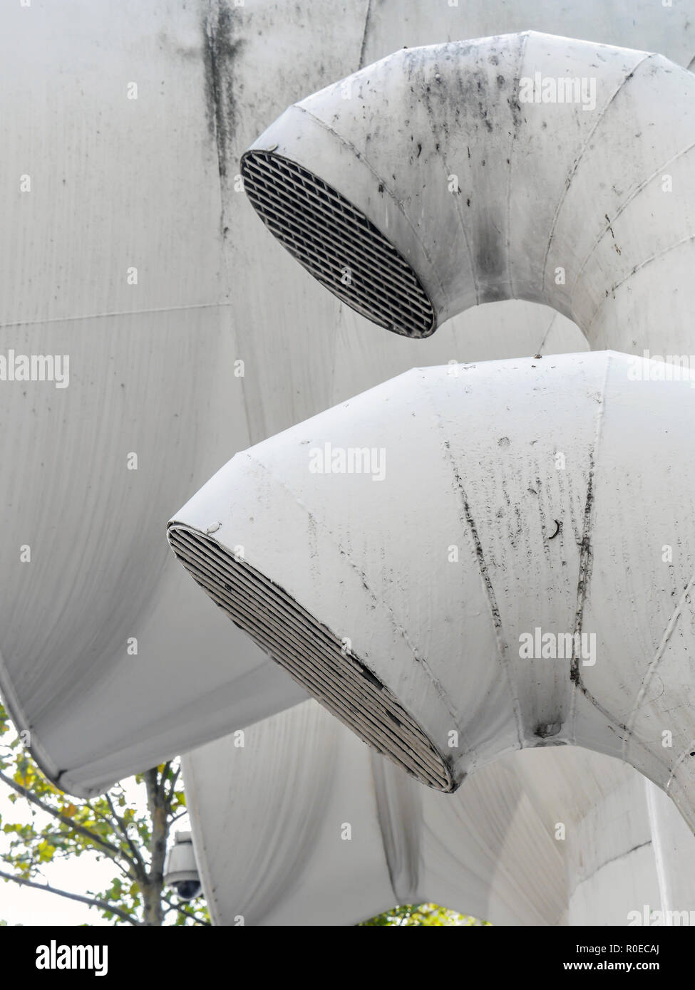 External white metal tubing of the Centre Georges Pompidou in Paris, France Stock Photo