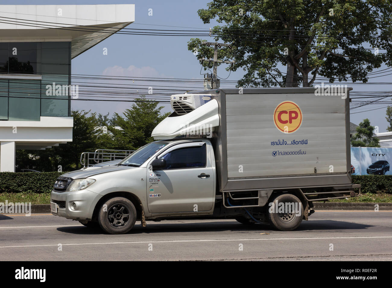 Chiangmai, Thailand - October 5 2018: Refrigerated container Pickup truck  of Cp Company. Photo at road no 1001 about 8 km from downtown Chiangmai,  tha Stock Photo - Alamy