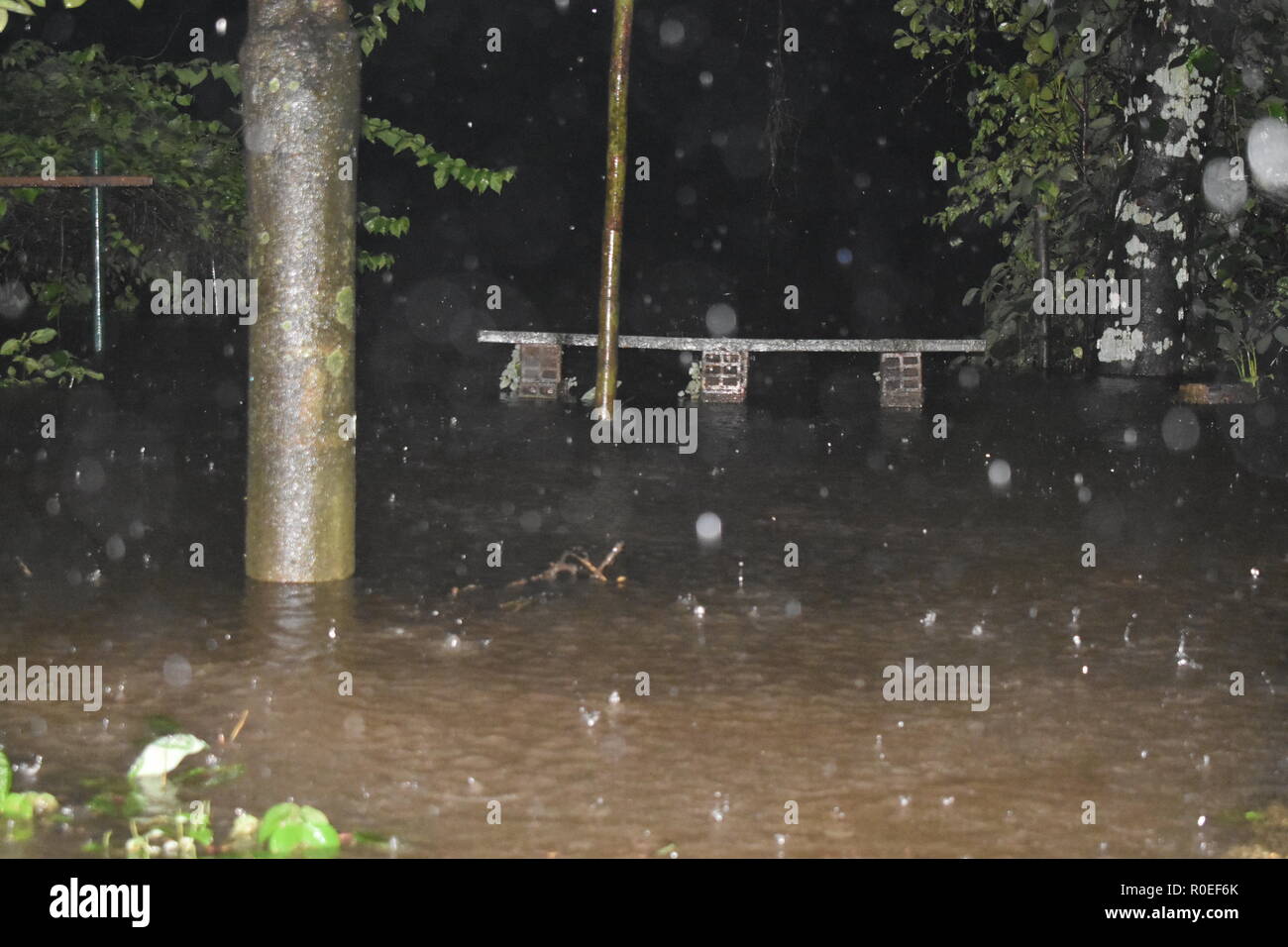 Heavy raining and flooded Kerala Stock Photo