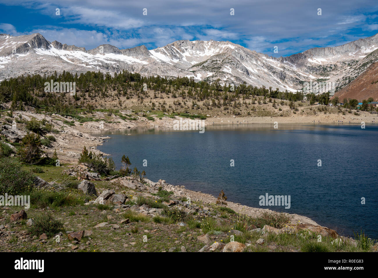 Shoreline of Saddlebag Lake in the Eastern Sierra mountains of