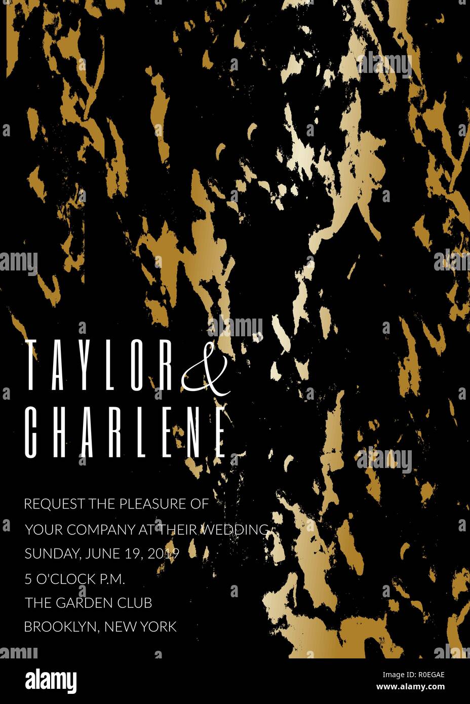 Gold Black Wedding Invitation Template Free