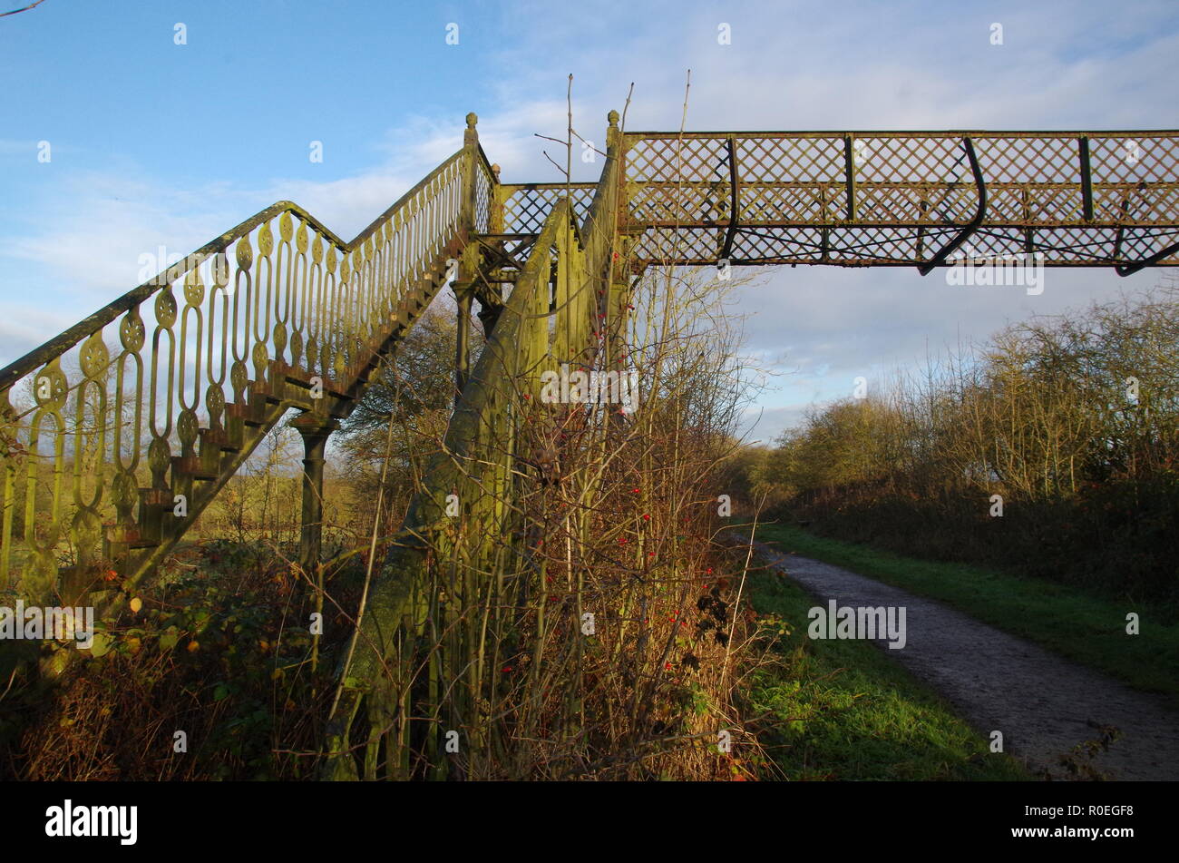 Draughton crossing bridge. The Macmillan Way. Long-distance trail. Brampton Valley way. Northamptonshire. East Midlands. England. UK Stock Photo