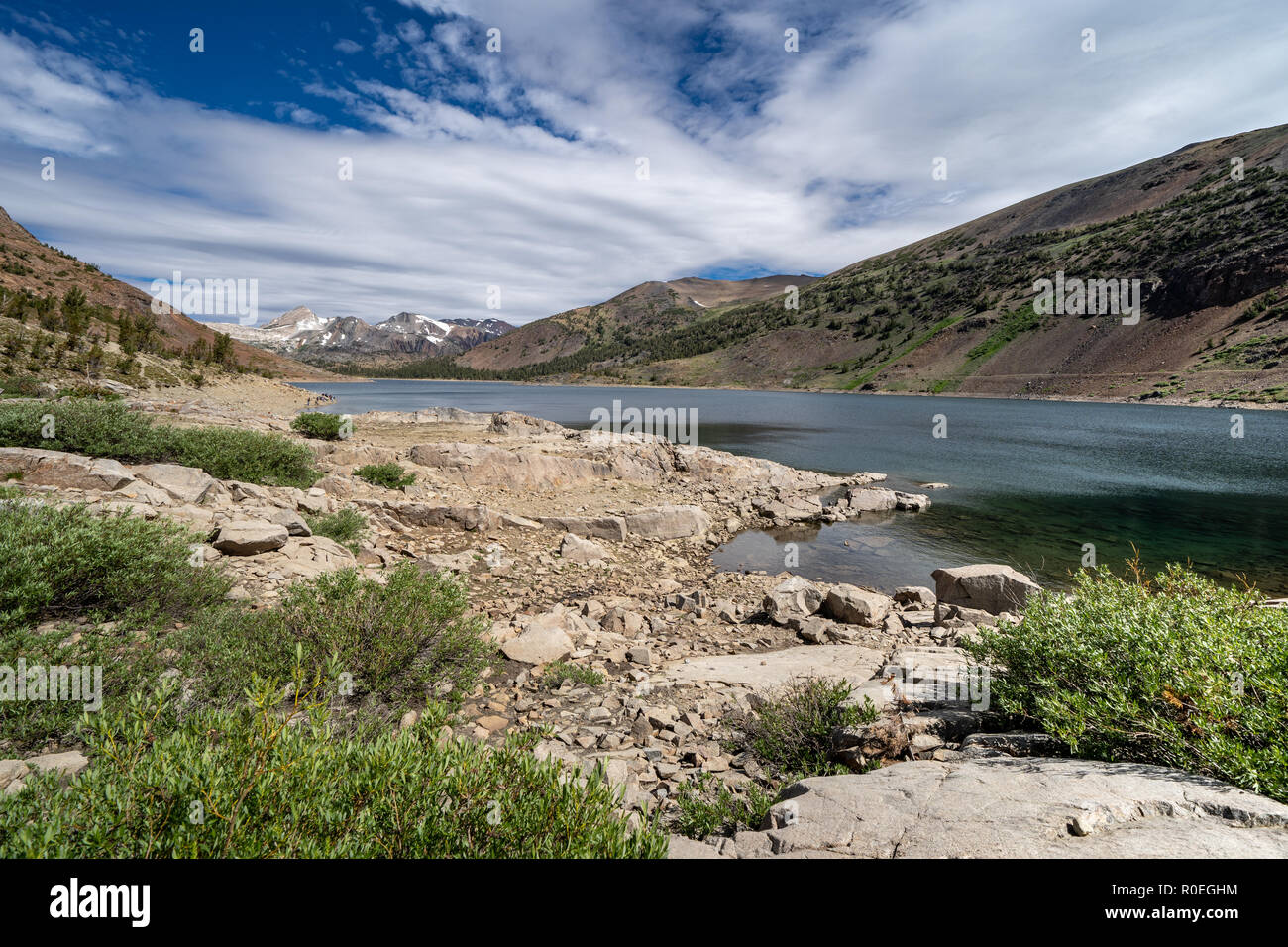Shoreline of Saddlebag Lake in the Eastern Sierra mountains of