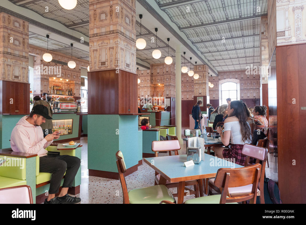 Interior of Bar Luce, Wes Anderson-inspired bar and cafe in the Fondazione  Prada district of Milan, Italy Stock Photo - Alamy