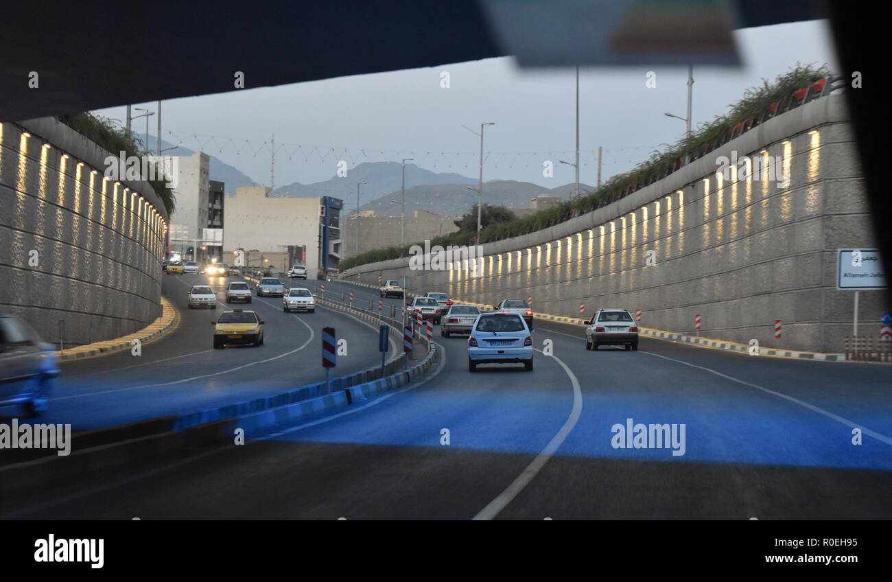 Iran urban highway underpass with light traffic in Karaj near Tehran Stock Photo