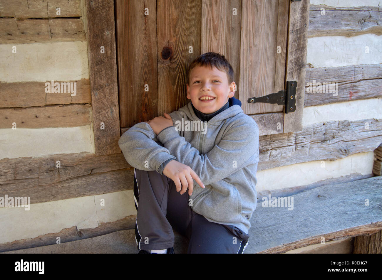 Child on Bench Stock Photo