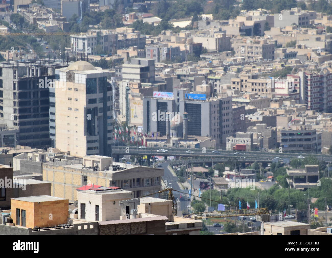 Iran city skyline around Karaj financial district Stock Photo